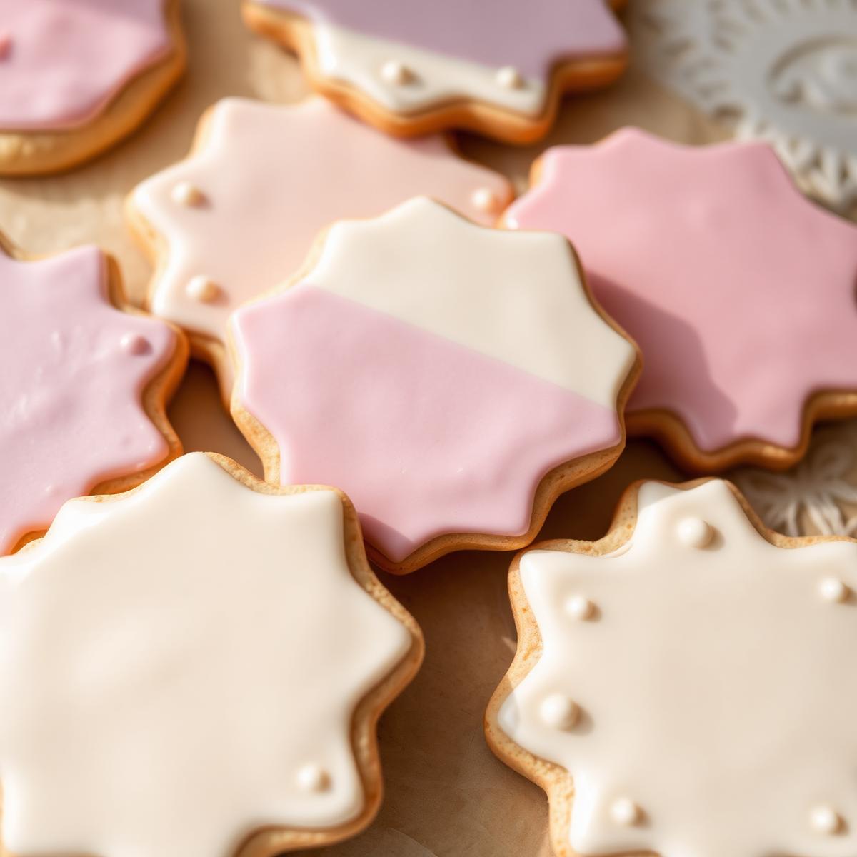Iced sugar cookies in blush and lavender
